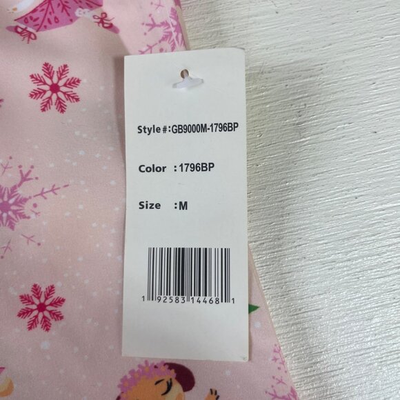 Gabby Brooke Holiday Scrub Top Womens Medium Pink New - Picture 8 of 9